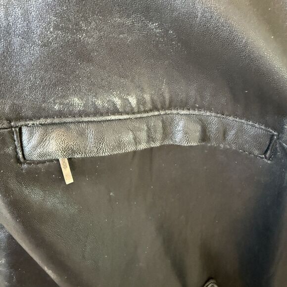 American Classics Men's Size XXL Black Leather Quilt Lined Bomber Jacket Pockets - Picture 6 of 16